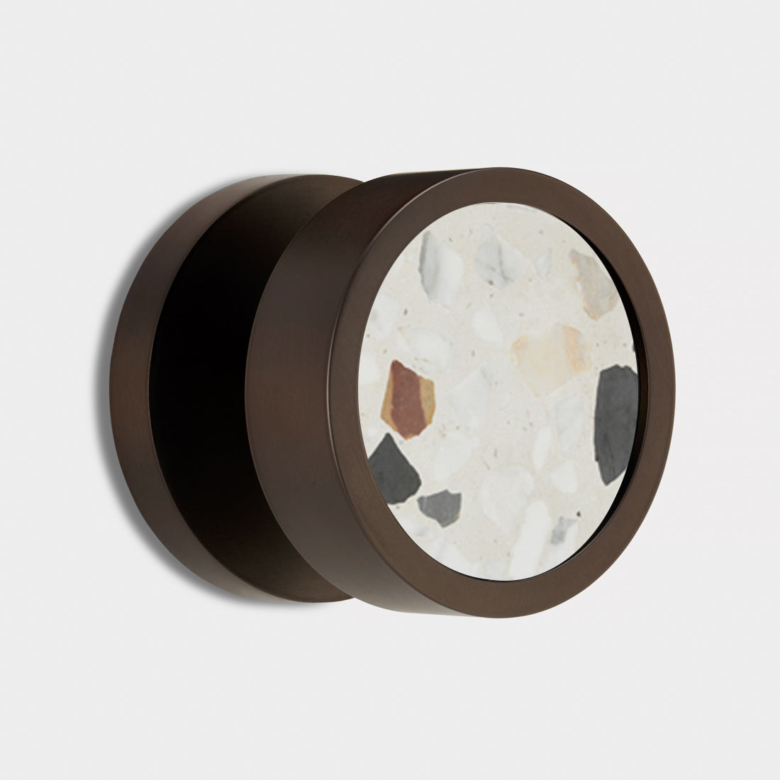 Brass & Terrazzo Mortice Door Knobs in Bronze