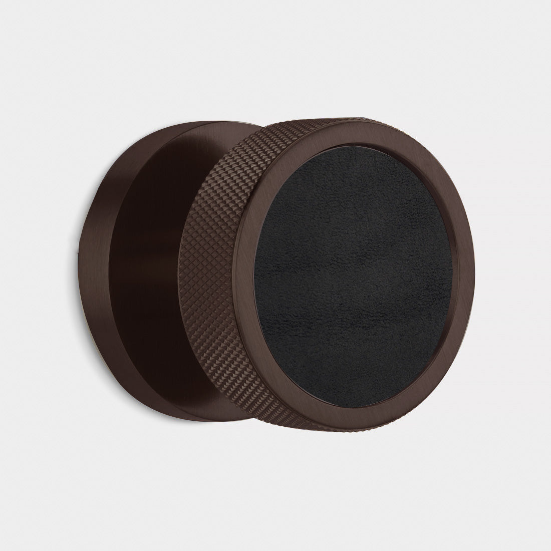 Brass & Leather Mortice Door Knobs in Bronze