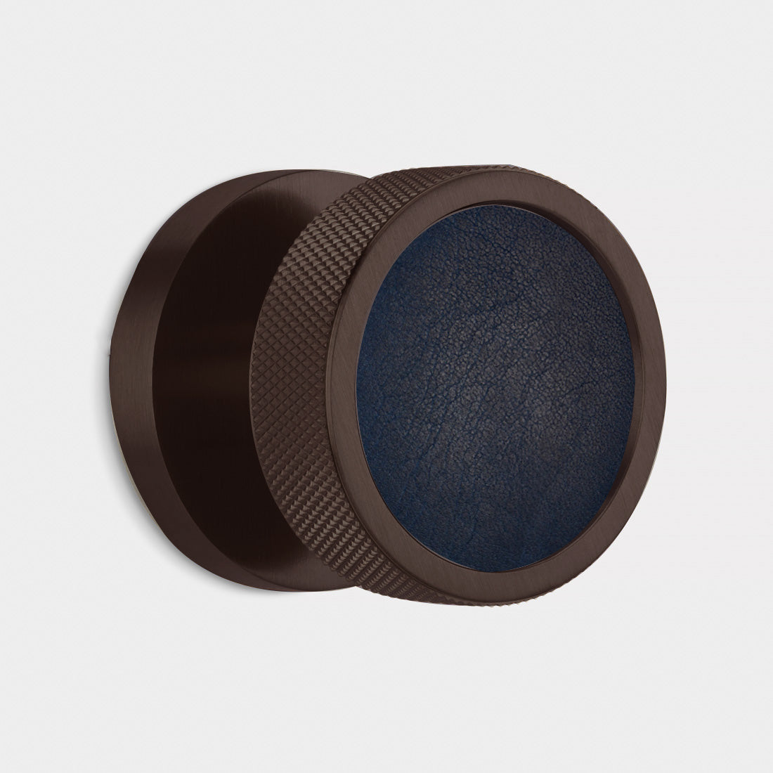 Brass & Leather Mortice Door Knobs in Bronze