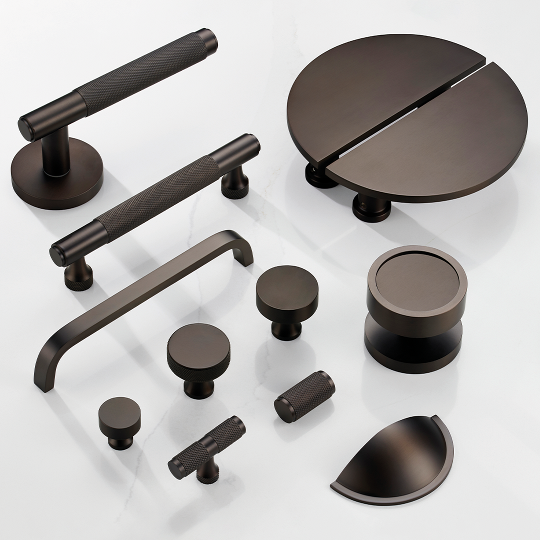 Brass Curved Cabinet Handles in Bronze