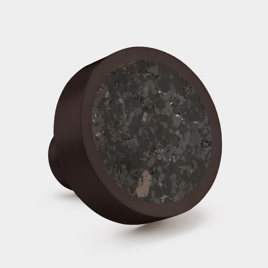 Brass & Black Terrazzo Round Door Knobs in Black