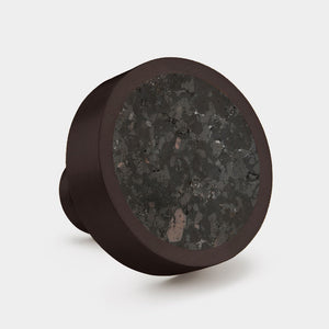 Brass & Black Terrazzo Round Door Knobs in Bronze