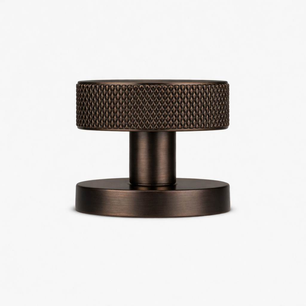 Custom Colour Brass Mortice Door Knobs Knurled in Bronze