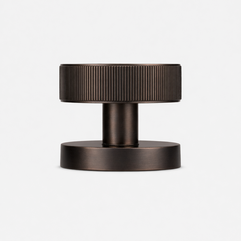 Custom Colour Brass Mortice Door Knobs Linear in Bronze