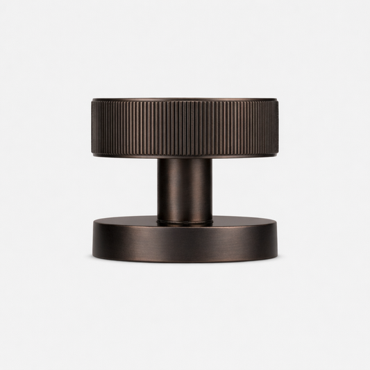 Custom Colour Brass Mortice Door Knobs Linear in Bronze
