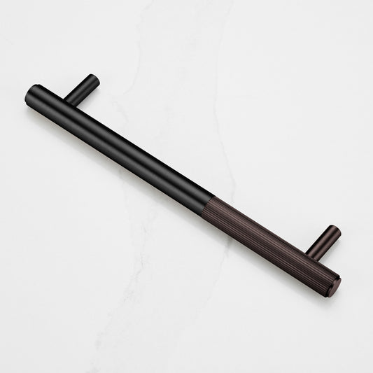 Black Brass Linear Cabinet Handle with Tip in Bronze
