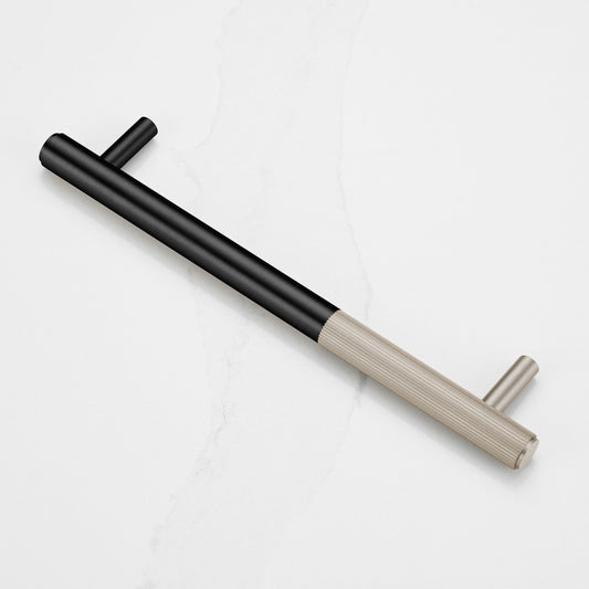 Black Brass Linear Cabinet Handle with Tip in Silver