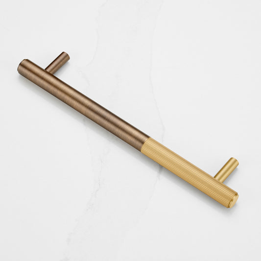 Antique Brass Linear Cabinet Handle with Tip in Gold