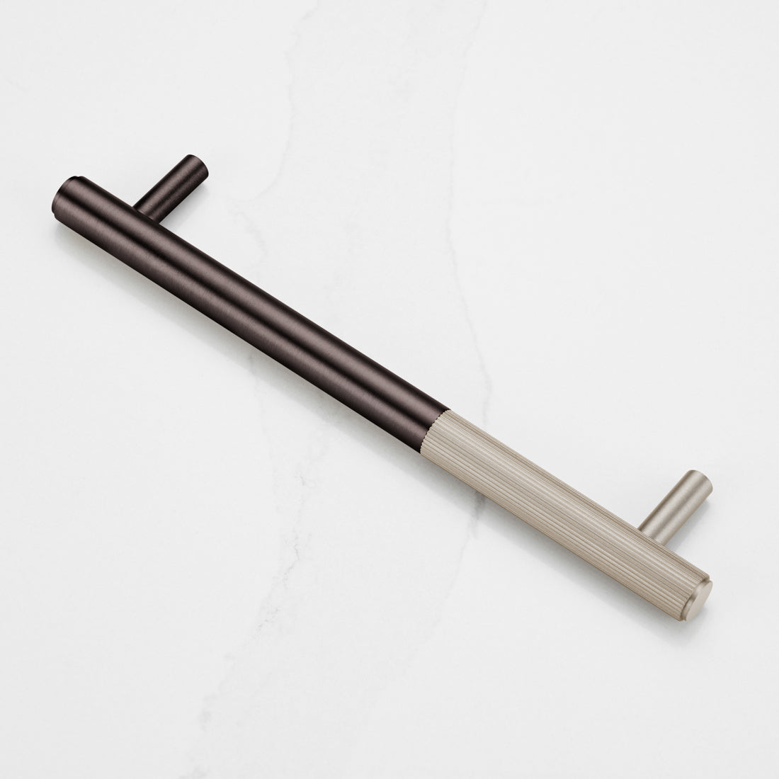 Bronze Brass Linear Cabinet Handle with Tip in Silver