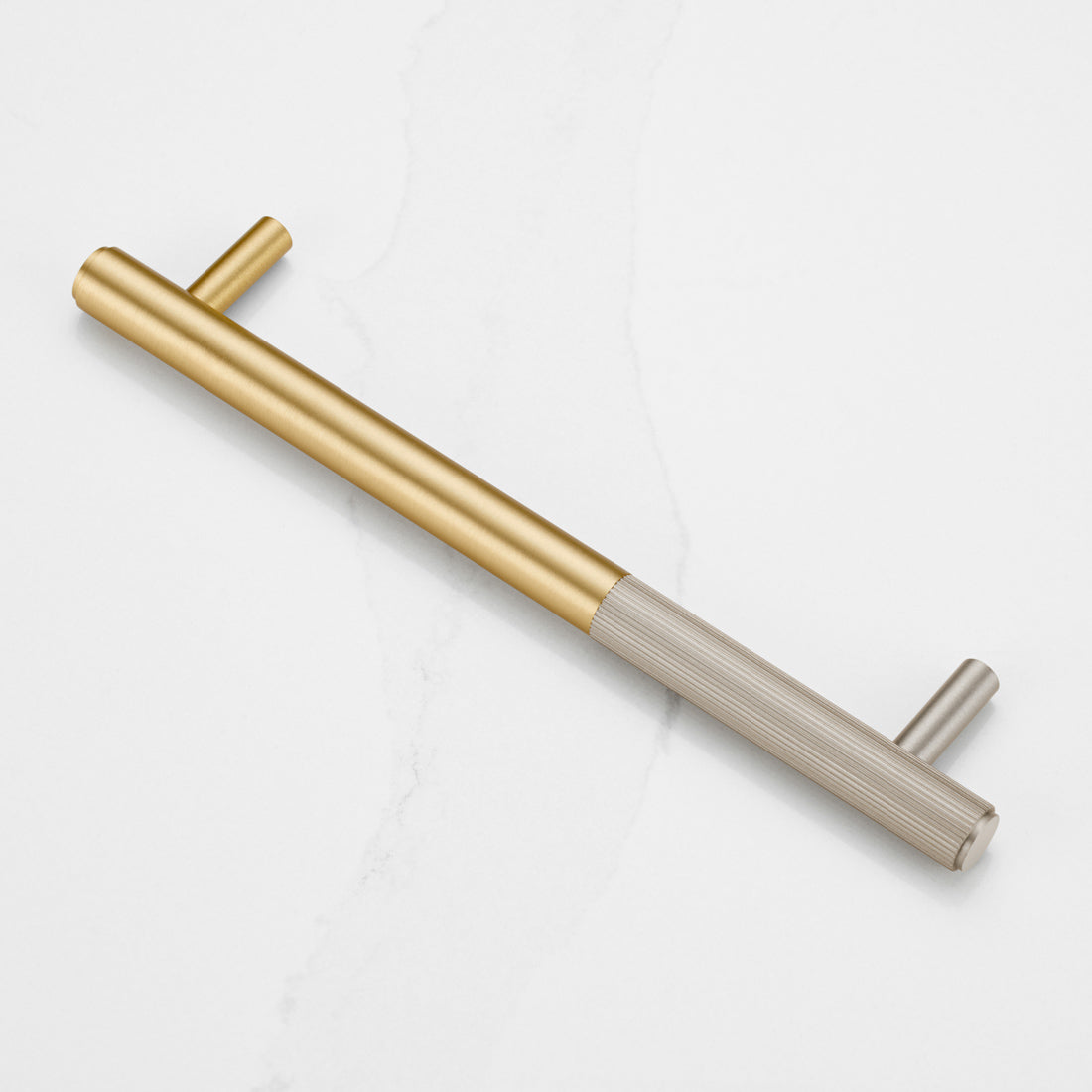 Gold Brass Linear Cabinet Handle with Tip in Silver
