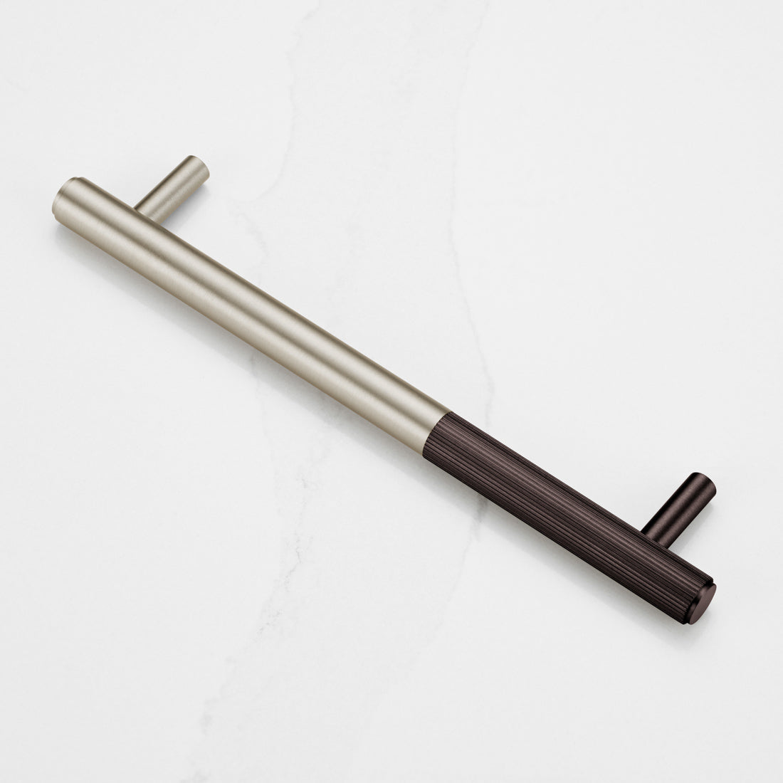 Silver Brass Linear Cabinet Handle with Tip in Bronze