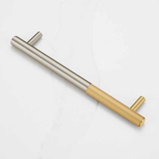 Silver Brass Linear Cabinet Handle with Tip in Gold