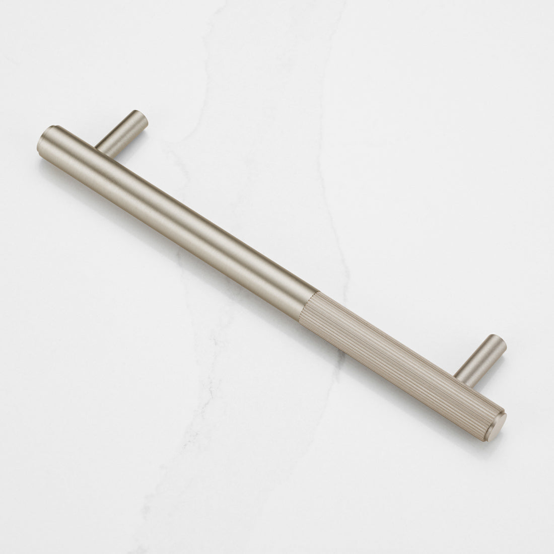 Silver Brass Linear Cabinet Handle with Tip in Silver