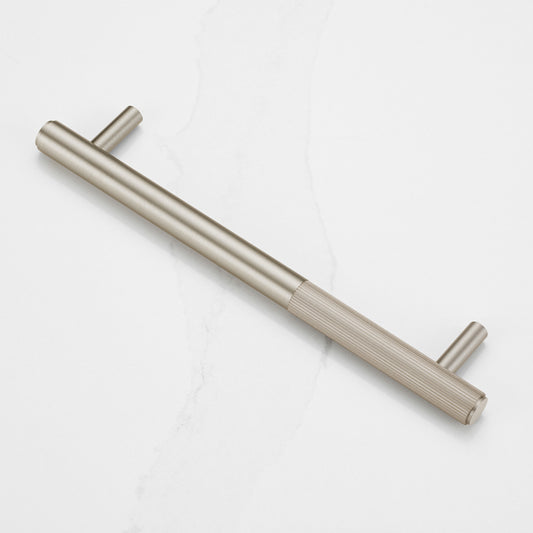 Silver Brass Linear Cabinet Handle with Tip in Silver
