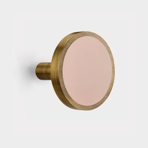 Pair of Brass & Pink Leather Curtain Tie Backs in Antique