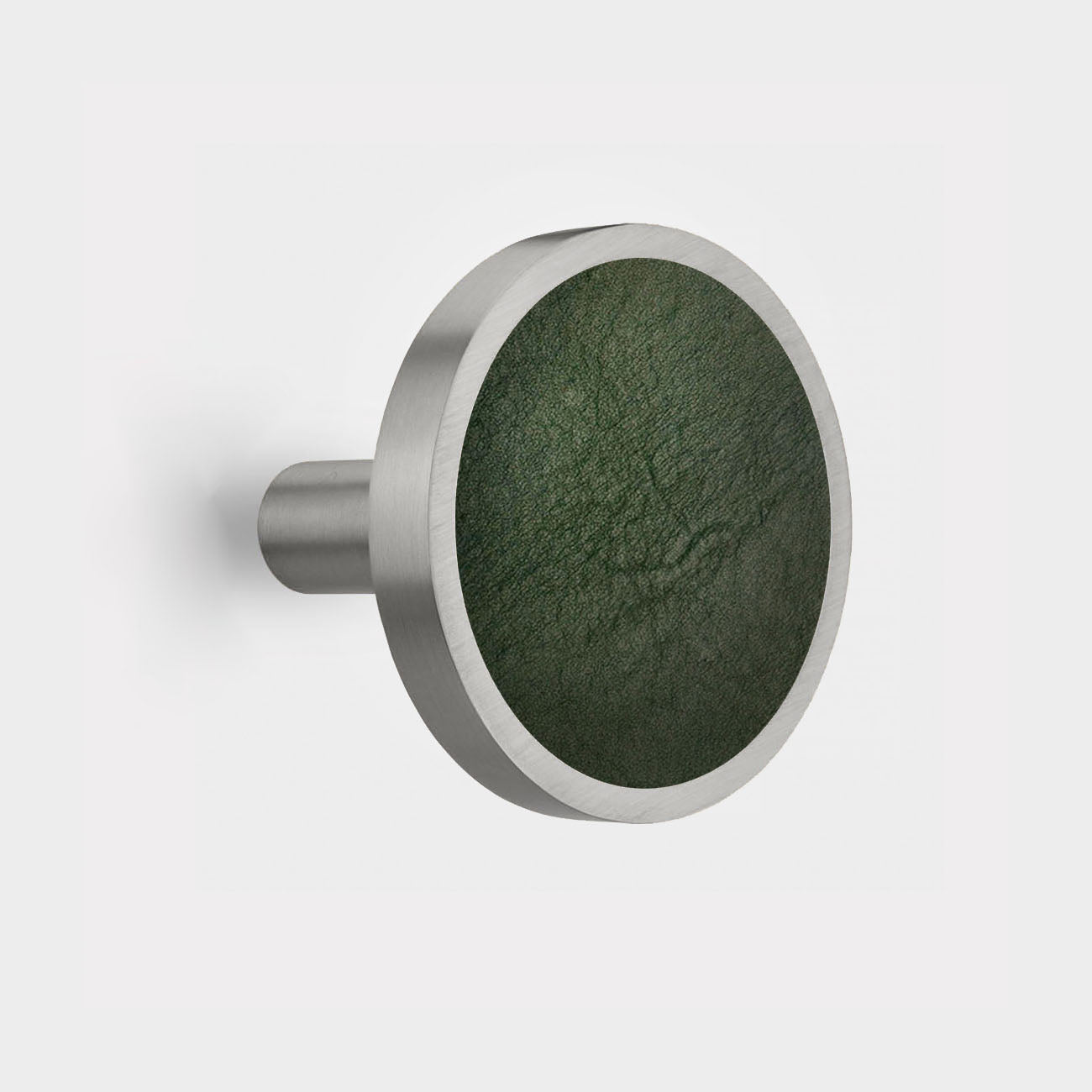 Pair of Brass & Green Leather Curtain Tie Backs in Silver