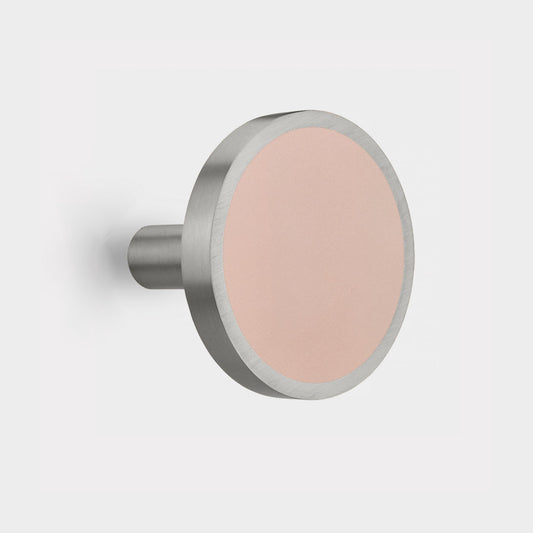 Pair of Brass & Pink Leather Curtain Tie Backs in Silver