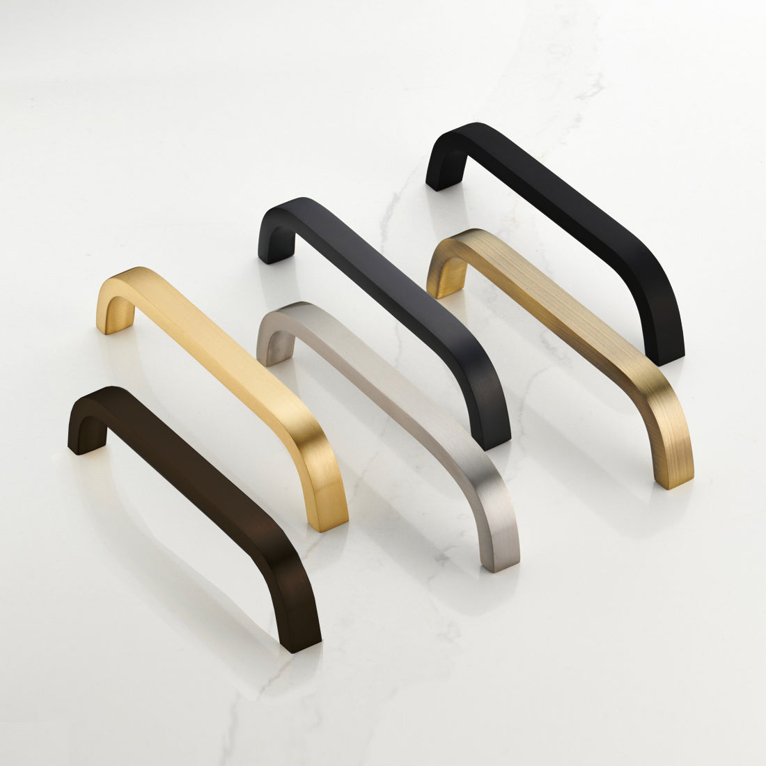 Brass Curved Cabinet Handles in Bronze