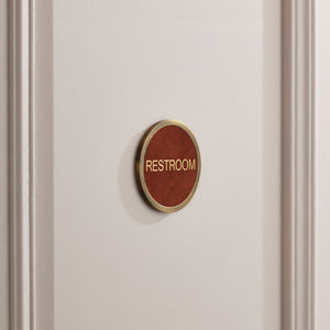 Personalised Name Brass & Leather Door Plaque in Antique Gold