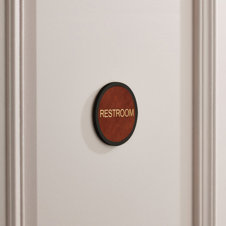 Personalised Name Brass & Leather Door Plaque in Black