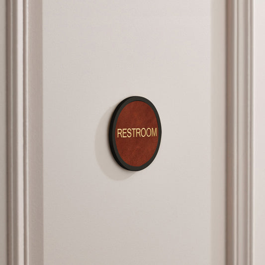 Personalised Name Brass & Leather Door Plaque in Black