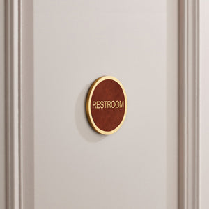 Personalised Name Brass & Leather Door Plaque in Gold