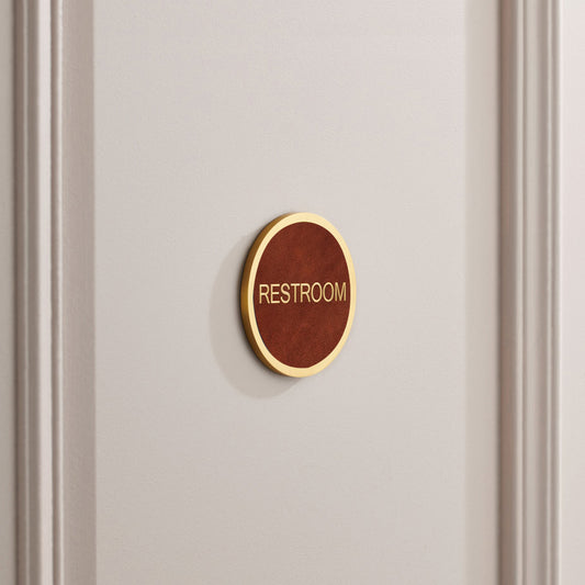 Personalised Name Brass & Leather Door Plaque in Gold