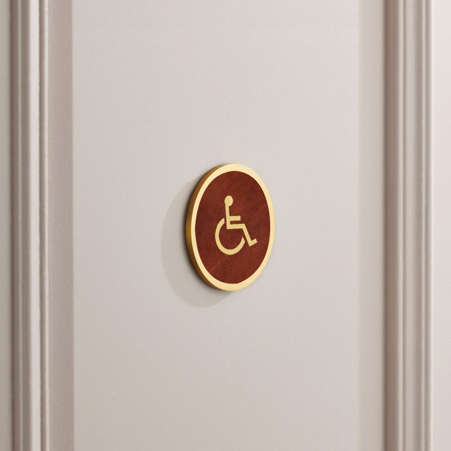 Brass & Leather Symbol Door Plaque in Gold