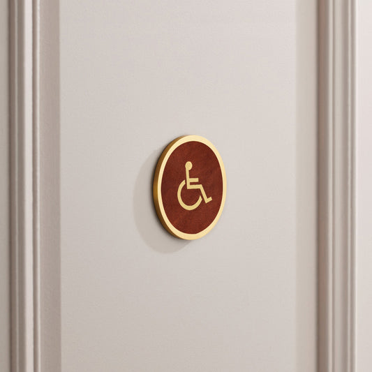 Brass & Leather Symbol Door Plaque in Gold