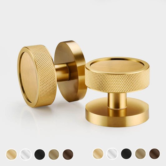 Brass Mortice Door Knobs - Knurled