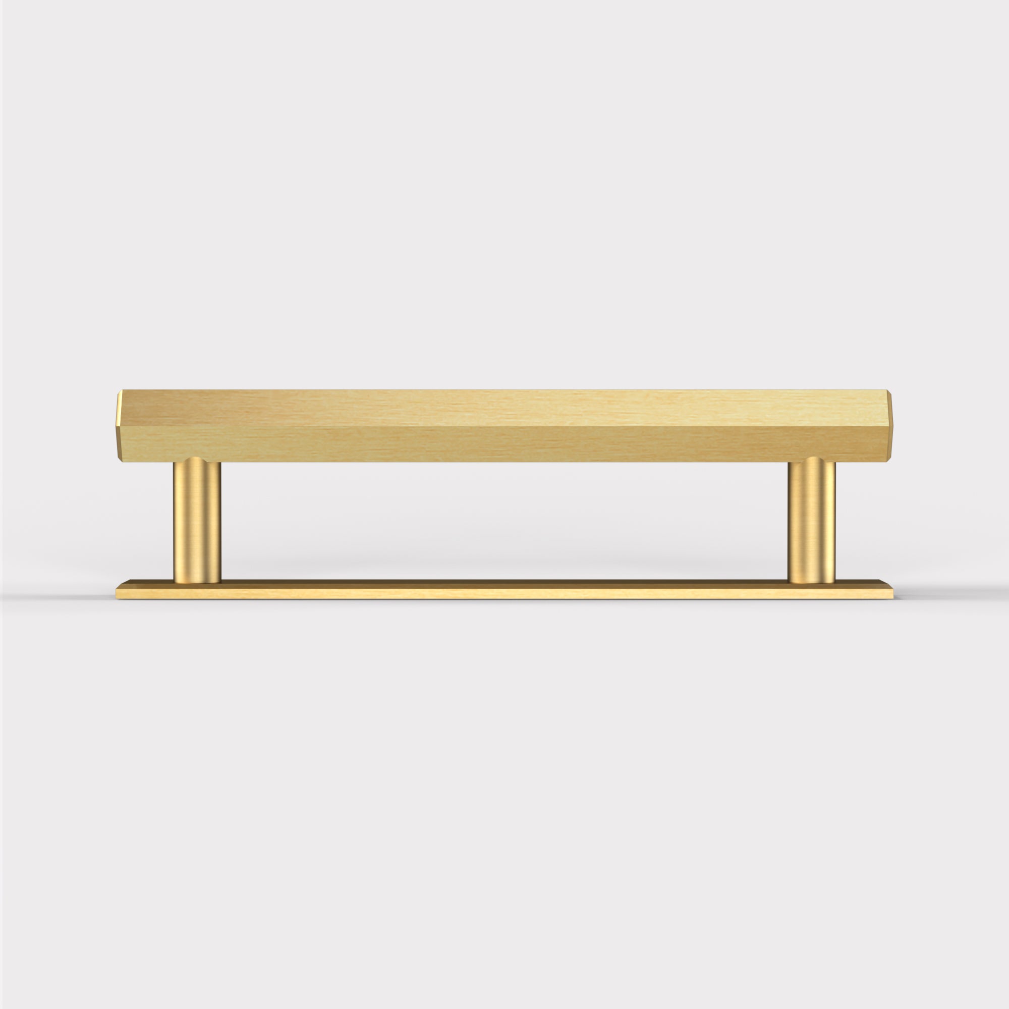 Brass Slim Hexagonal Cabinet Handles with Backplate in Gold
