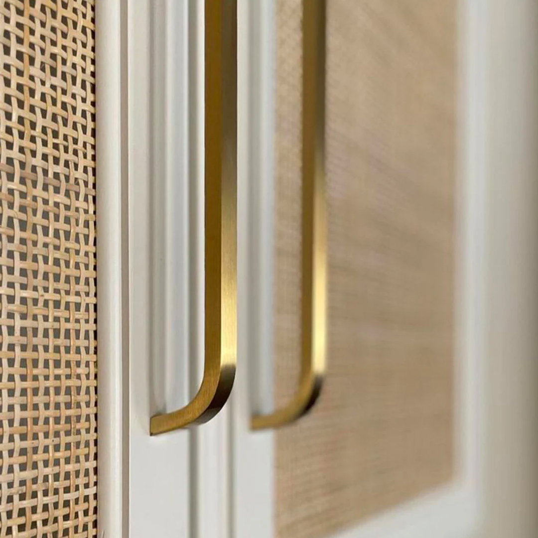 Brass Curved Cabinet Handles in Gold