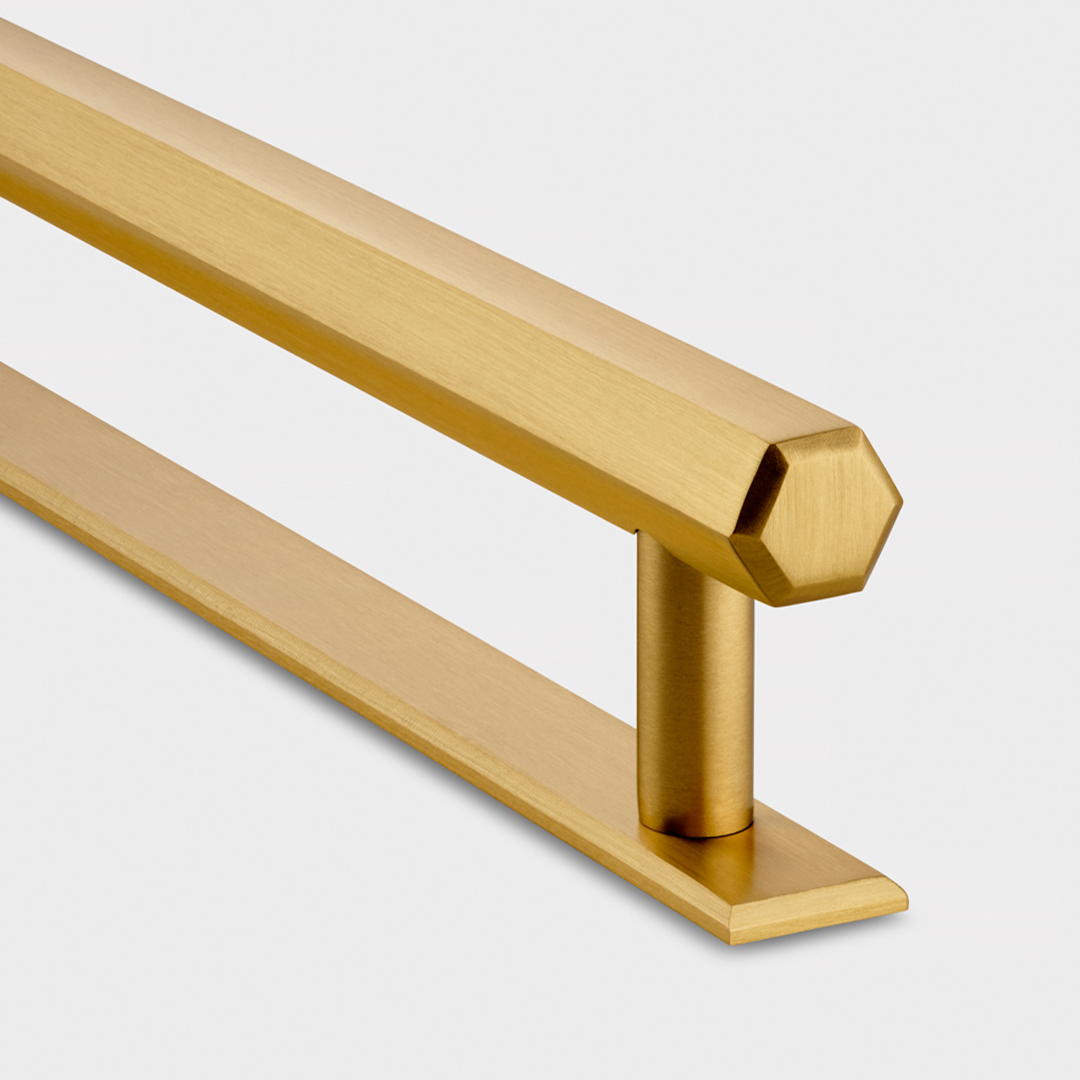 Brass Hexagonal Cabinet Handles With Backplate in Gold