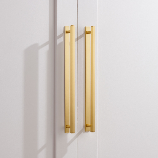 Brass Hexagonal Cabinet Handles With Backplate in Gold