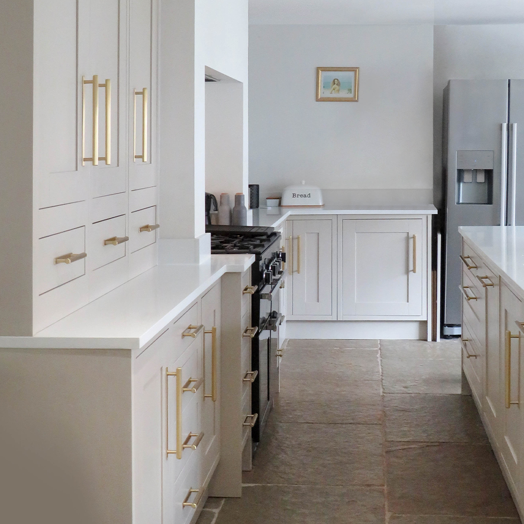 Brass Hexagonal Cabinet Handles With Backplate in Gold