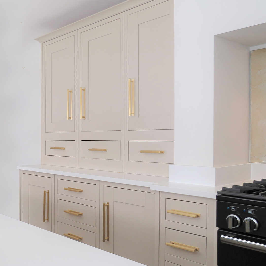 Brass Hexagonal Cabinet Handles With Backplate in Gold