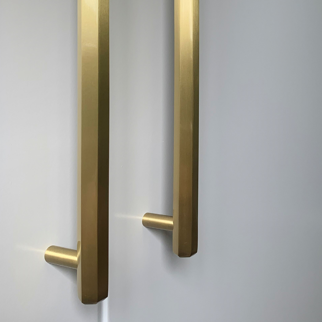 Brass Hexagonal Cabinet Handles in Gold