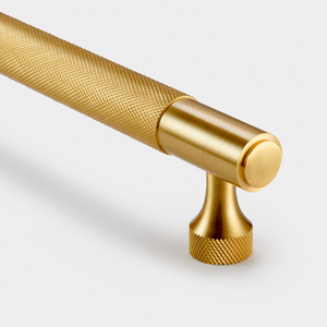 Brass Knurled Cabinet Handles in Gold