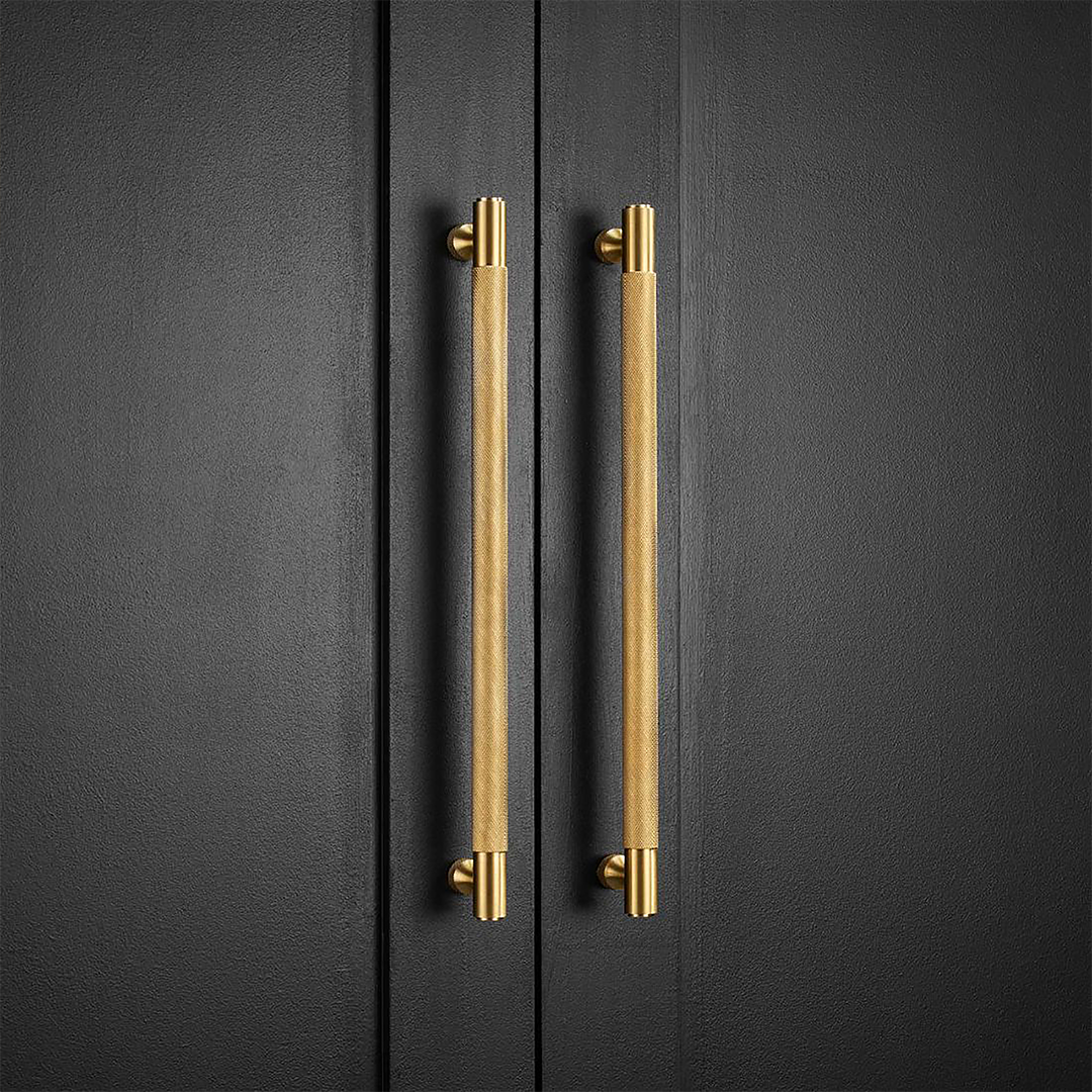Brass Knurled Cabinet Handles in Gold