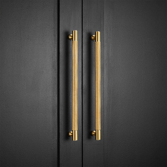 Brass Knurled Cabinet Handles in Gold