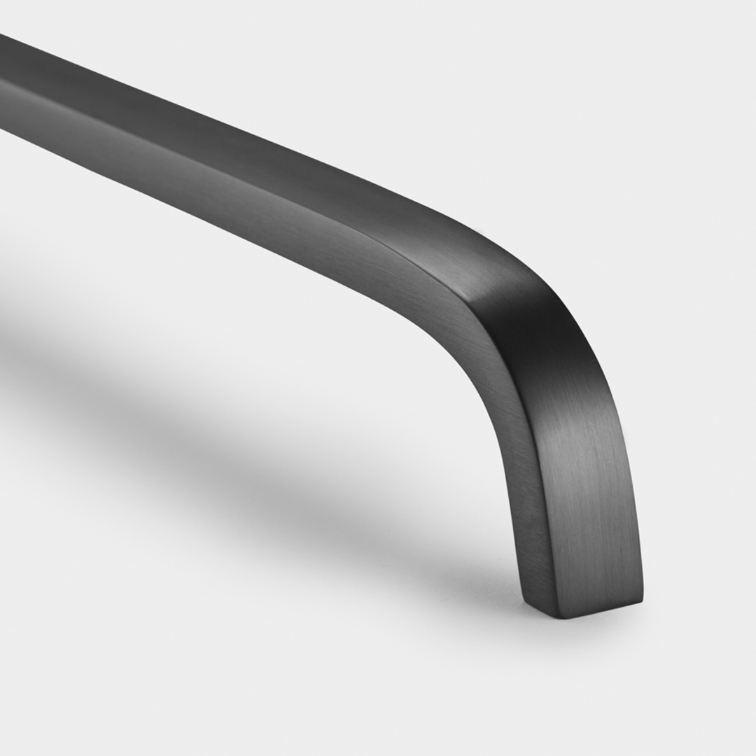 Brass Curved Cabinet Handles in Gunmetal Grey