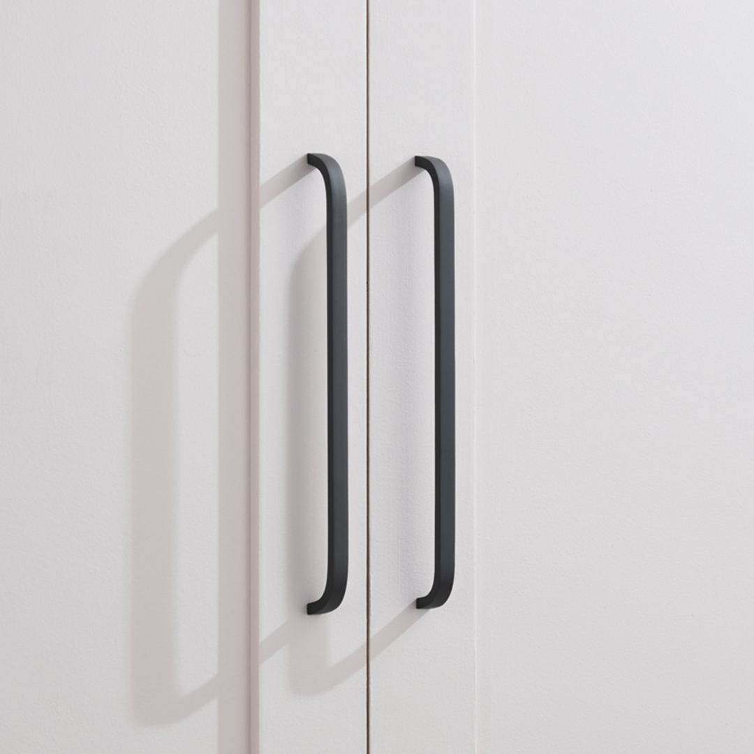 Brass Curved Cabinet Handles in Gunmetal Grey