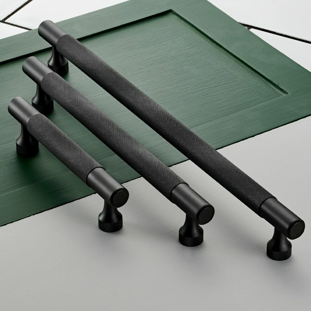 Brass Knurled Cabinet Handles in Gunmetal - 128mm
