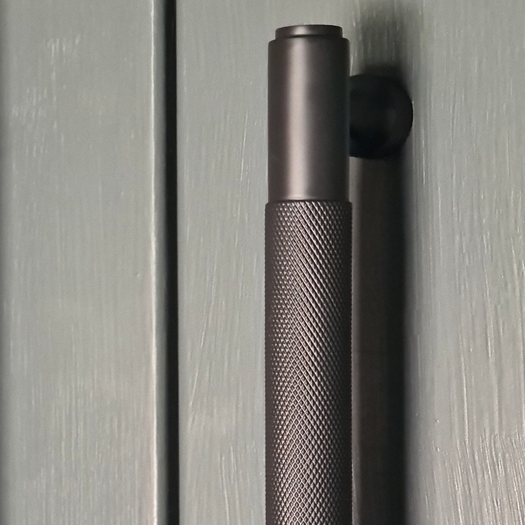 Brass Knurled Cabinet Handles in Gunmetal - 128mm