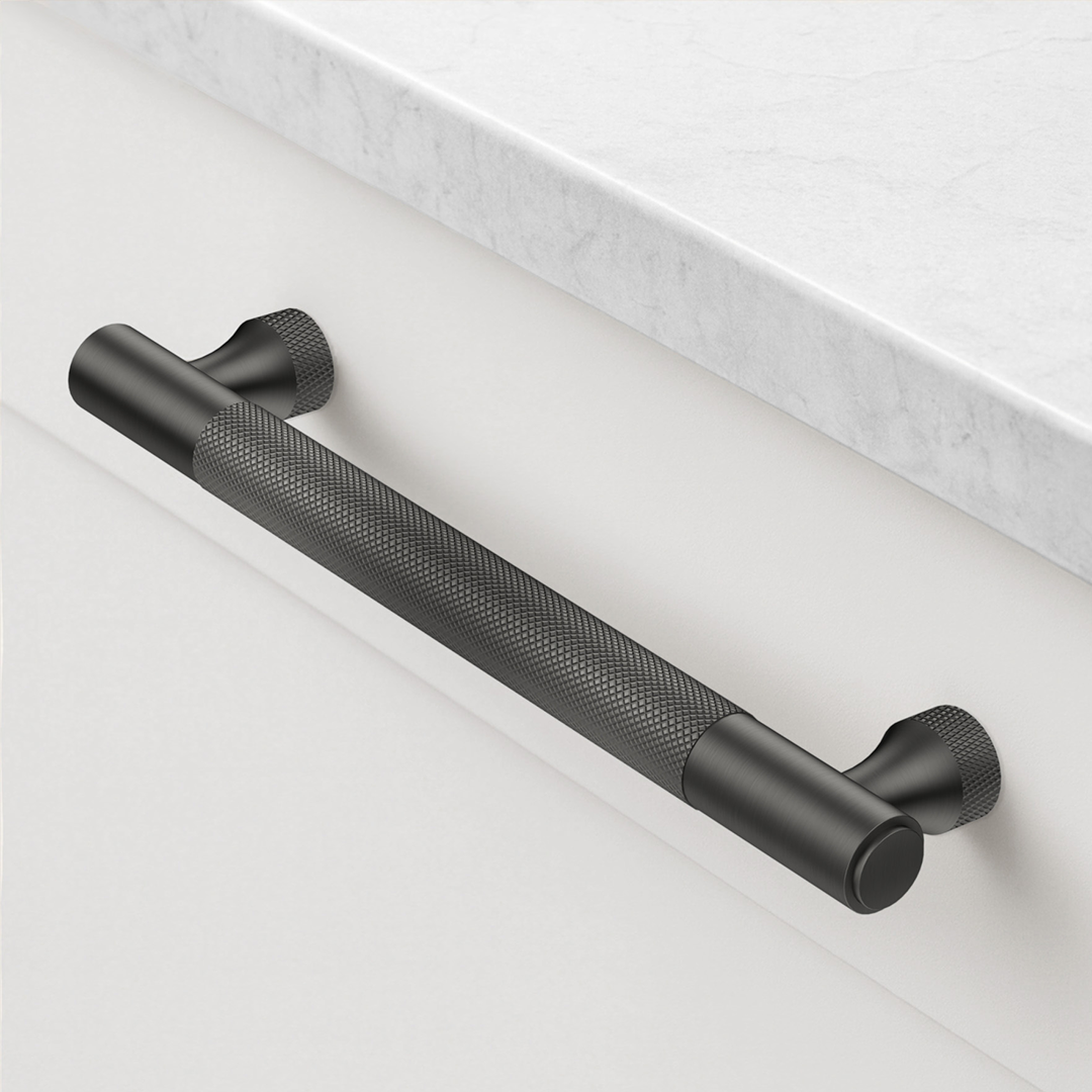 Brass Knurled Cabinet Handles in Gunmetal - 128mm