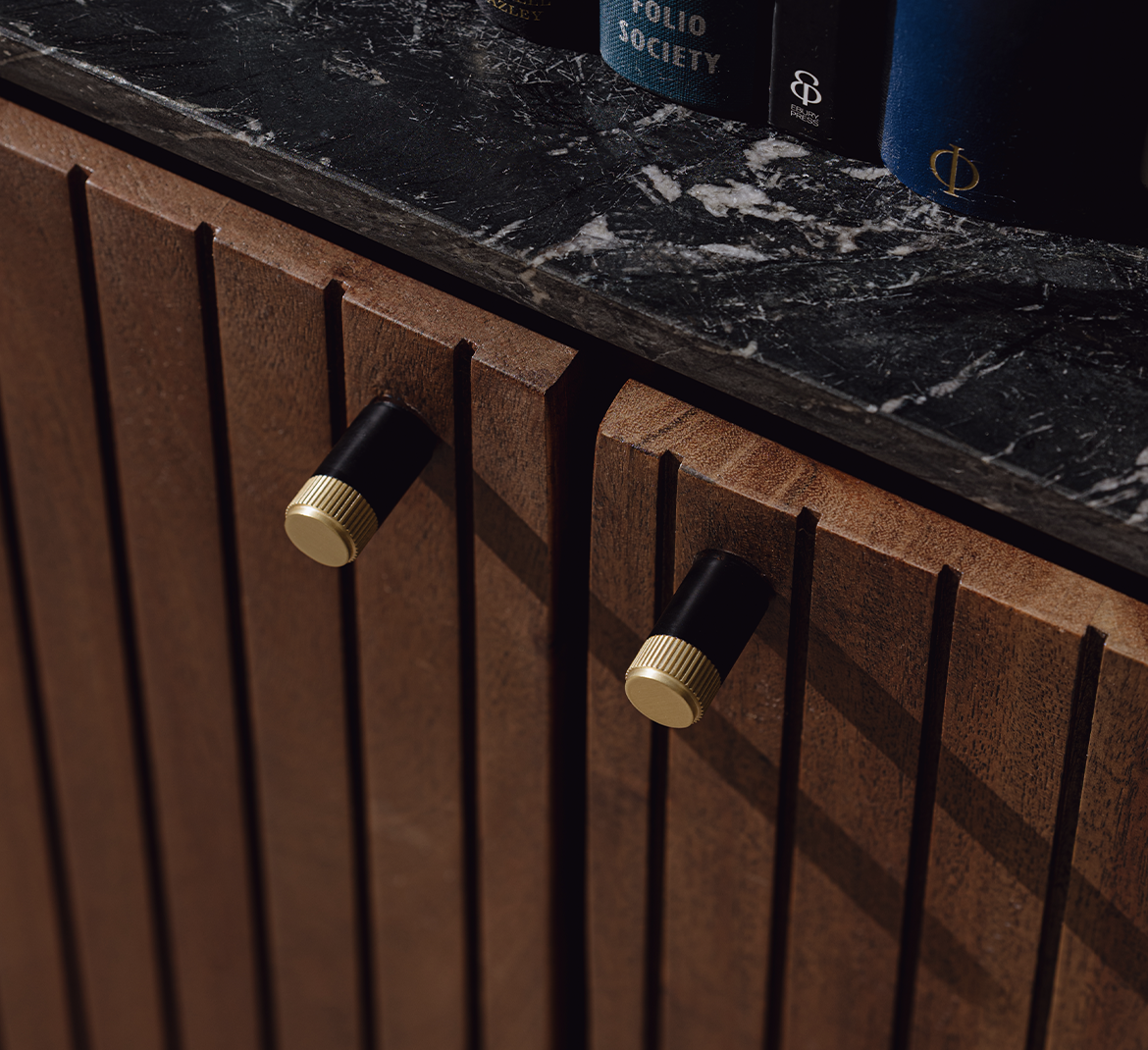 cabinet handles on wooden cupboard