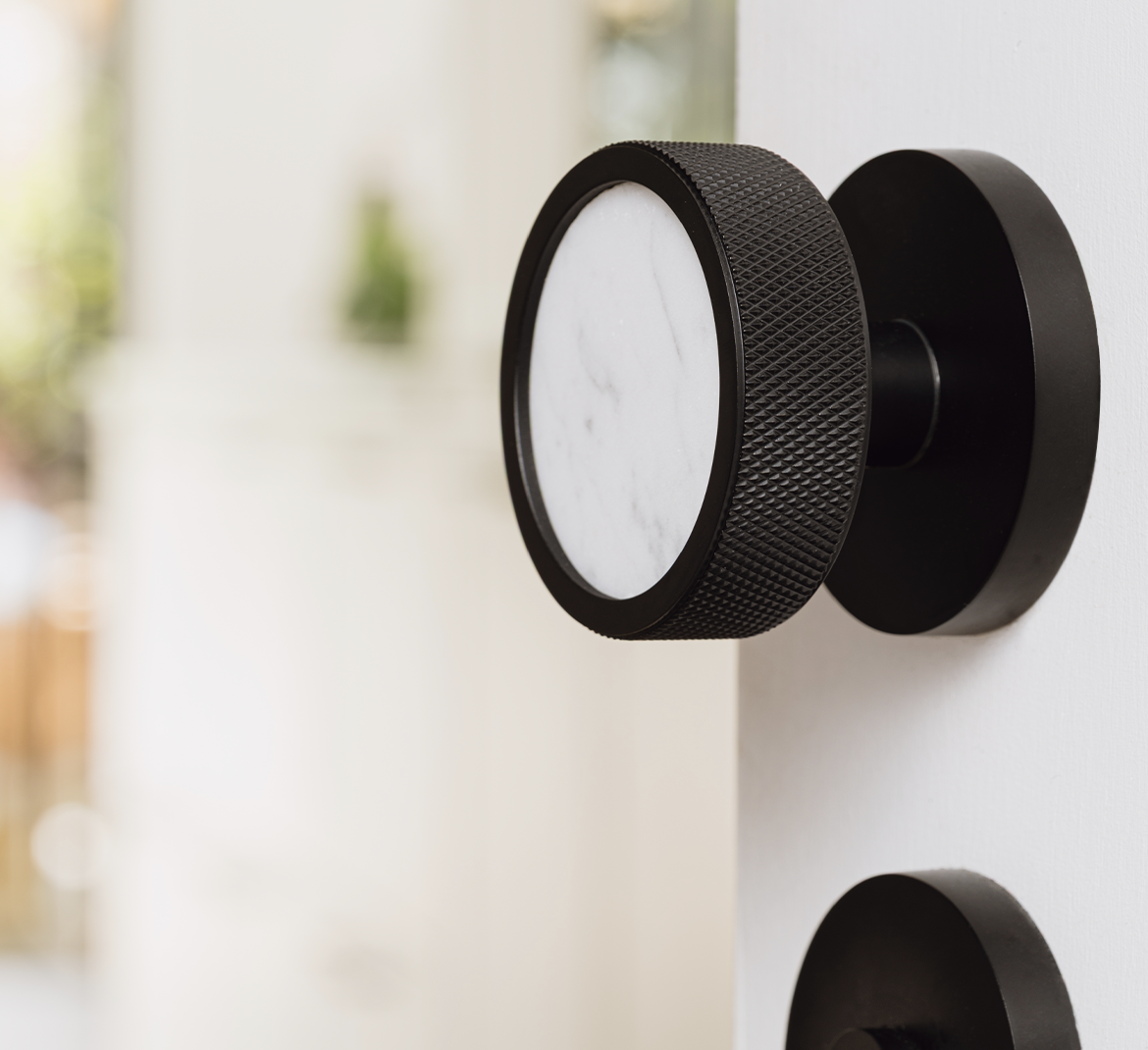 black knurled mortice door knob