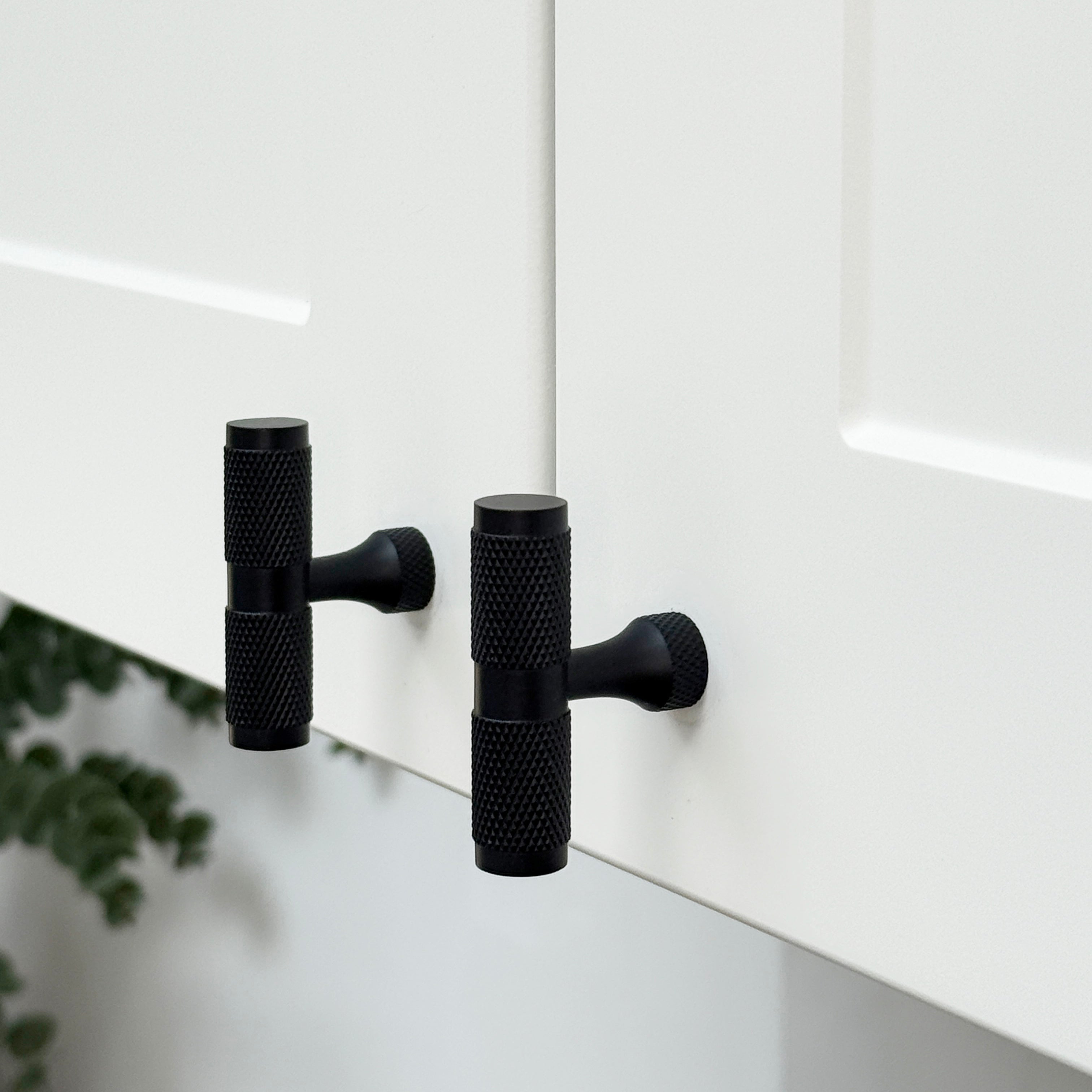 Brass Knurled T Bars in Black