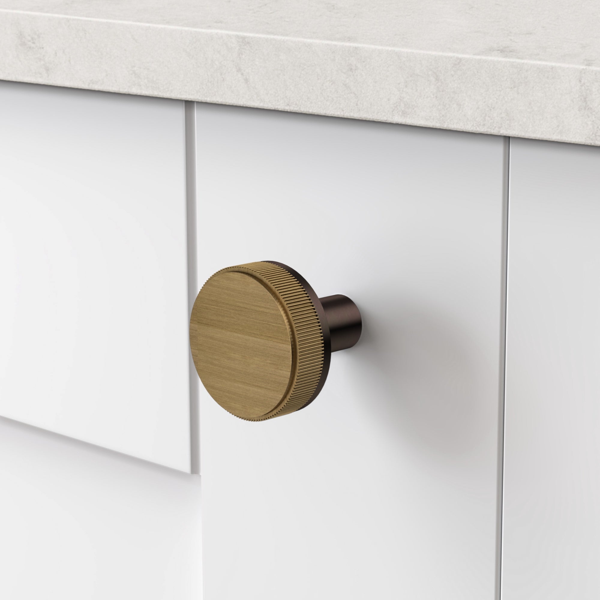 Brass Linear Door Knobs in Bronze and Antique Gold