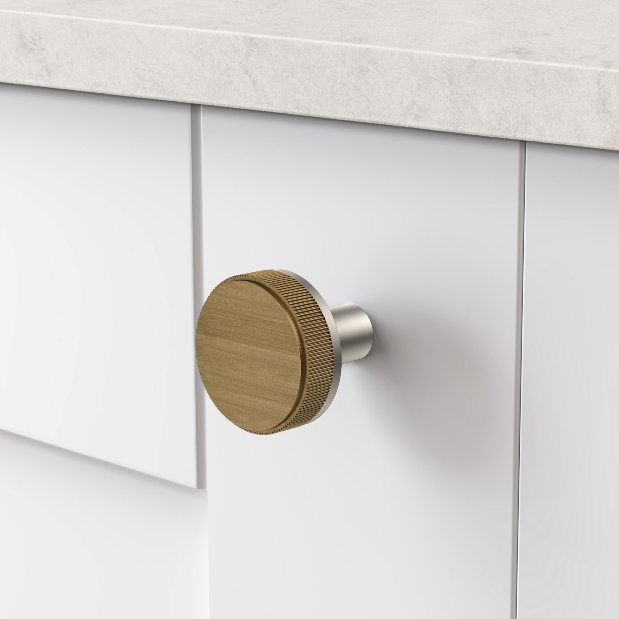 Brass Linear Door Knobs in Silver and Antique Gold